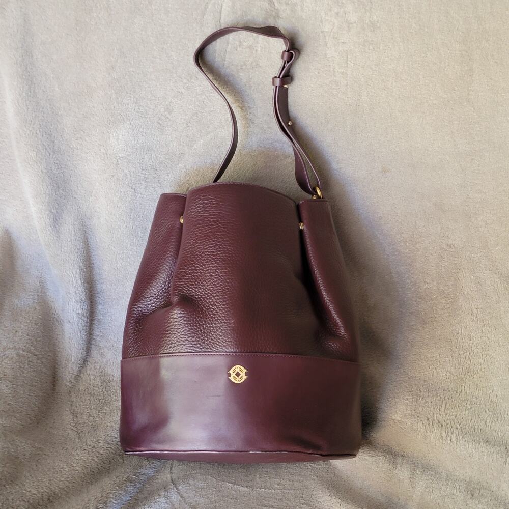 Dagne Dover Ava Pebble Leather Purple Bucket Bag